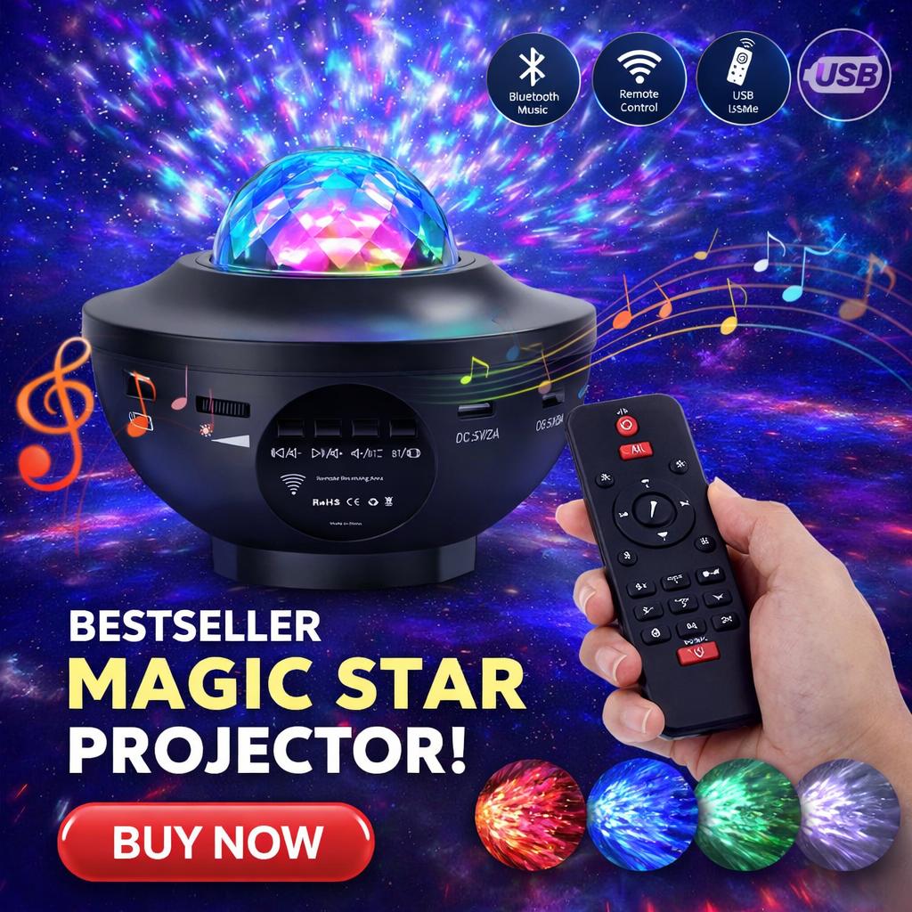 🎉 Projecteur Galaxy RGB 🌈 – Lumière d’Ambiance, Soirées & Chambre