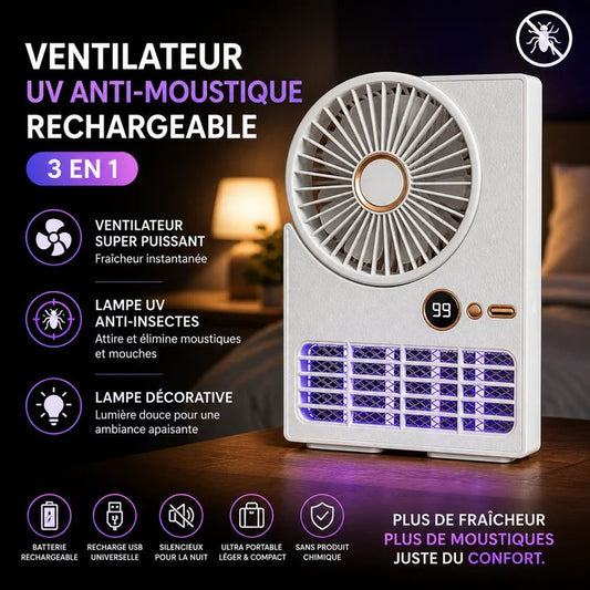 Ventilateur Anti-moustique UV rechargeableb3 en 1 Ultra Puissant