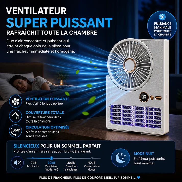 Ventilateur Anti-moustique UV rechargeableb3 en 1 Ultra Puissant