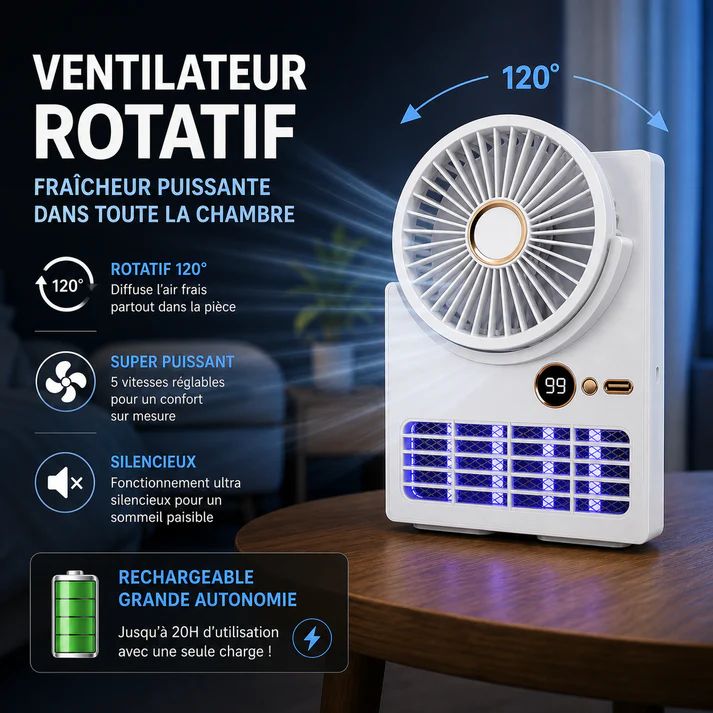 Ventilateur Anti-moustique UV rechargeableb3 en 1 Ultra Puissant