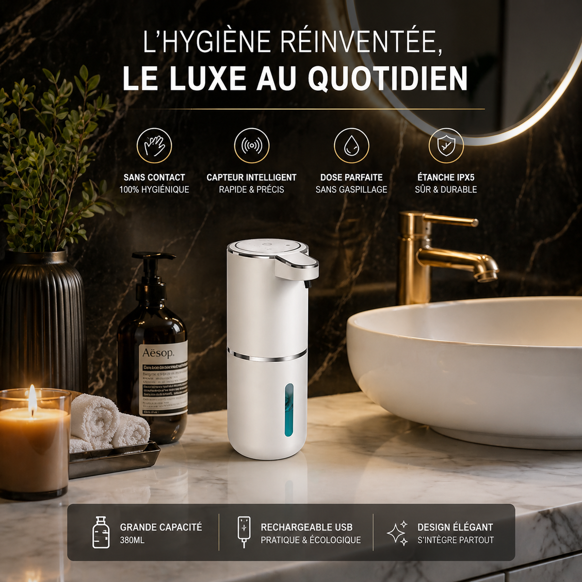 Stop aux microbes 🦠 ! Distributeur de savon automatique sans contact – Hygiène parfaite en 1 seconde”