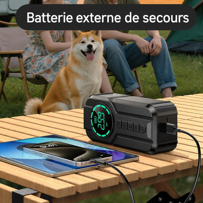Jump Starter 6 en 1 – Démarreur de Voiture, Batterie Externe, Gonfleur de Pneus & Lampe LED SOS 🔋