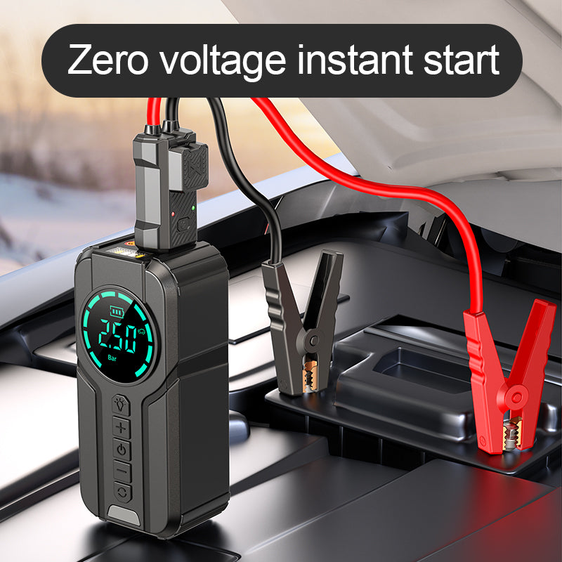Jump Starter 6 en 1 – Démarreur de Voiture, Batterie Externe, Gonfleur de Pneus & Lampe LED SOS 🔋