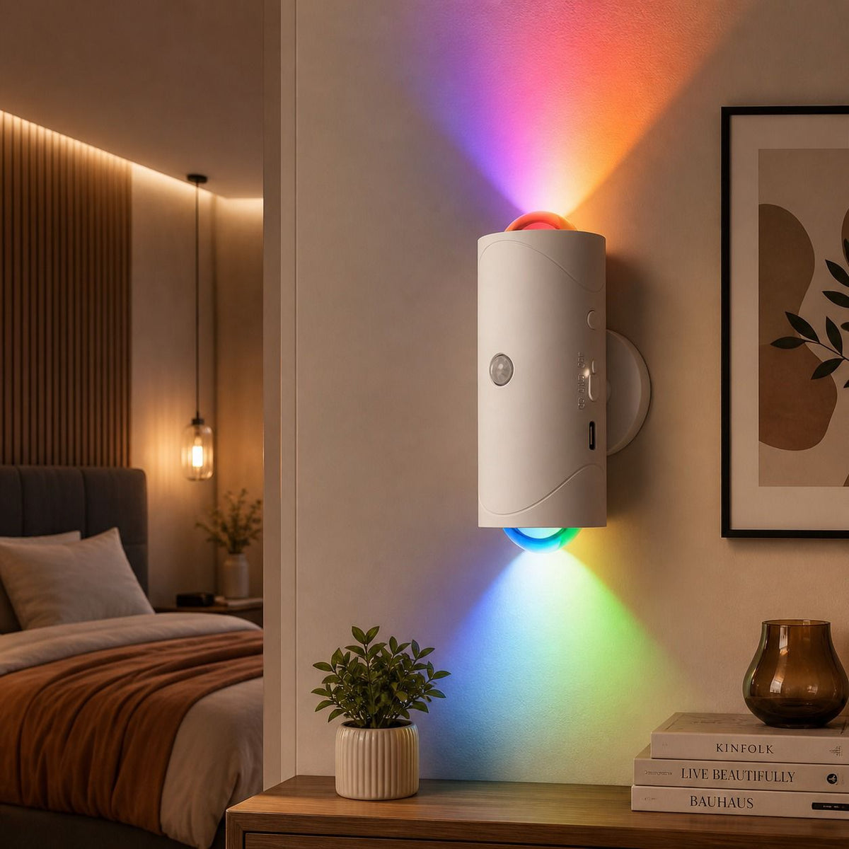 Lampe Murale Intelligente RGB – Détection de Mouvement, 16 Couleurs & Installation Magnétique
