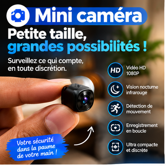 Mini Caméra HD 1080p  Wi-Fi Sans Fil de Sécurité à Boucle Magnétique