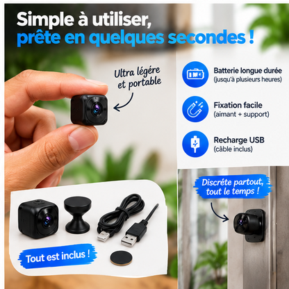 Mini Caméra HD 1080p  Wi-Fi Sans Fil de Sécurité à Boucle Magnétique