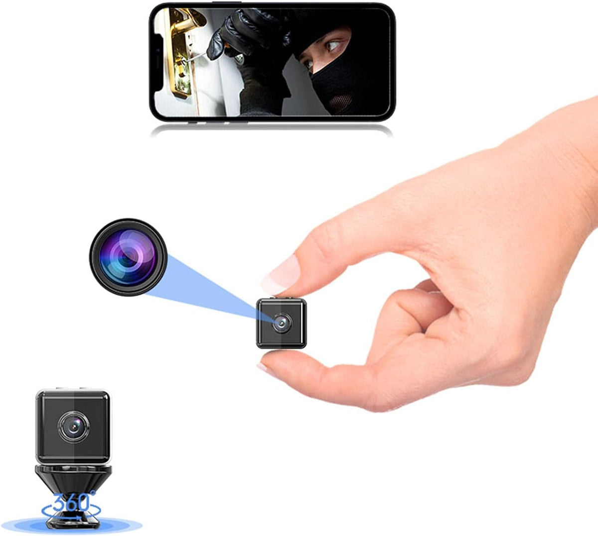 Mini Caméra HD 1080p  Wi-Fi Sans Fil de Sécurité à Boucle Magnétique