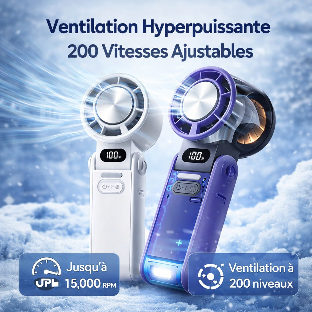 💥 MINI CLIM PRO™ – Le Climatiseur Portable 200 Vitesses avec Refroidissement Glacé et lampe torche intègre ❄️ ❄️💨