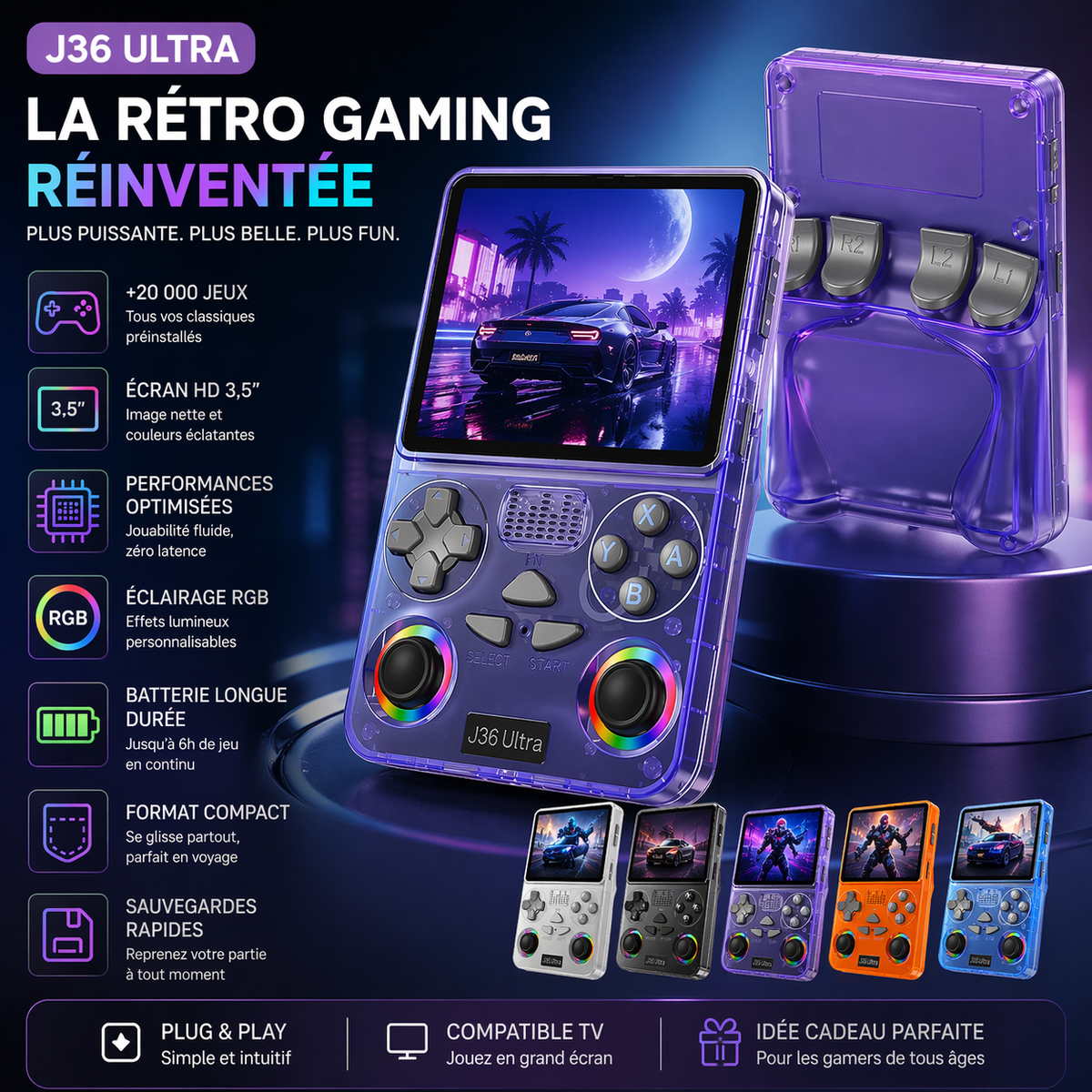 🎮 Console de jeux J36 ULTRA – 16 000 Jeux Rétro & Modernes + WiFi, YouTube & Multijoueur en ligne 🎮